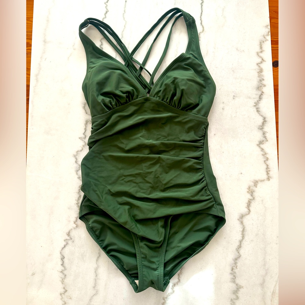 Kona Sol by Target Green Ruched One piece with low back. Size M.